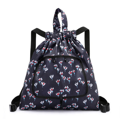 Drawstring backpack women's simple drawstring bag waterproof folding storage bag sports gym bag drawstring pocket travel