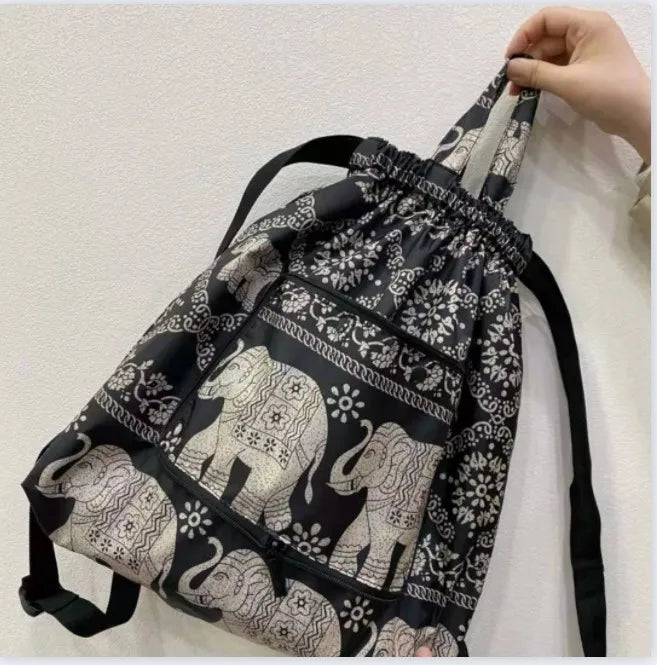 Drawstring backpack women's simple drawstring bag waterproof folding storage bag sports gym bag drawstring pocket travel