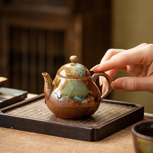 Dripping kettle Tea set quaint ceramic teapot retro wood-fired Japanese hand-held tea set Tea set Kitchen Restaurant Bar