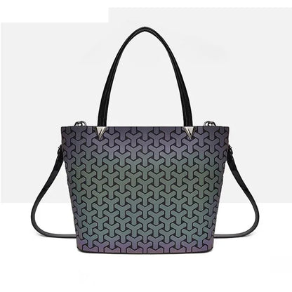 Drop Shipping Women bag Luminous sac Briefcase Diamond Tote Geometry Quilted Shoulder Bags Laser Plain Folding Handbags bolso