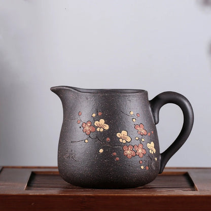 Drop shipping Authentic Yixing Purple Clay Fair Cup Master Hand-carved Plum Blossom Teacup Tea Set Accessories Master Cup 210ml
