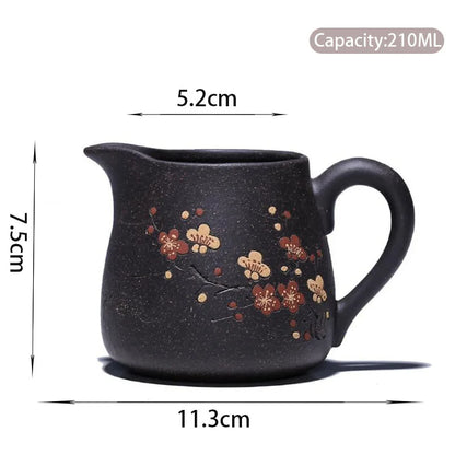 Drop shipping Authentic Yixing Purple Clay Fair Cup Master Hand-carved Plum Blossom Teacup Tea Set Accessories Master Cup 210ml
