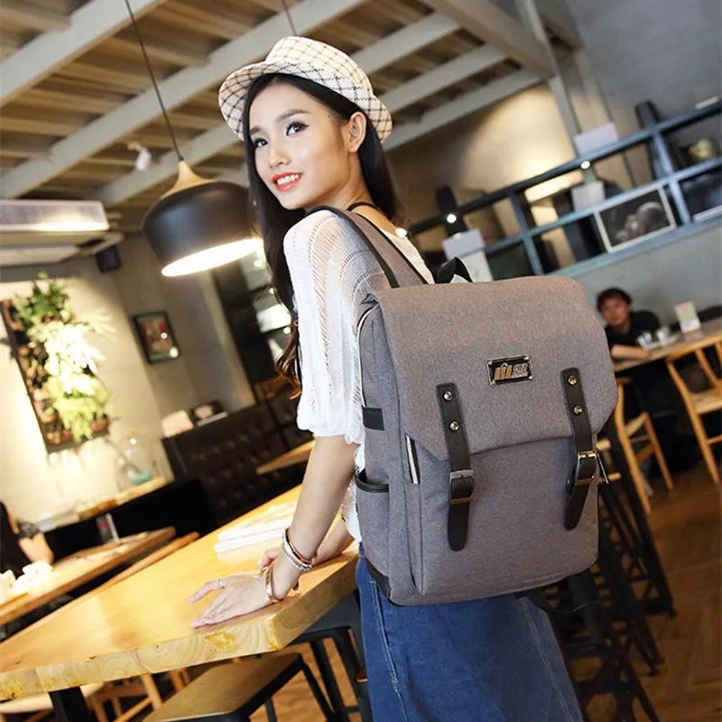 Drop shipping New Women Canvas Backpacks for Teenager Girls Men Casual Student School Bag Fashion Travel Rucksacks for Laptop