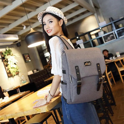 Drop shipping New Women Canvas Backpacks for Teenager Girls Men Casual Student School Bag Fashion Travel Rucksacks for Laptop