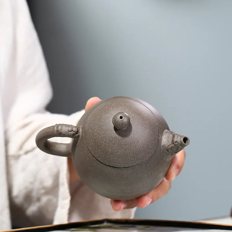 Duan Mud  Pattern Dragon Egg Purple Clay Pot Zisha Teapot Yixing Handmade Pot Kung-fu Teaware  Purple Clay Drinkware For Puer