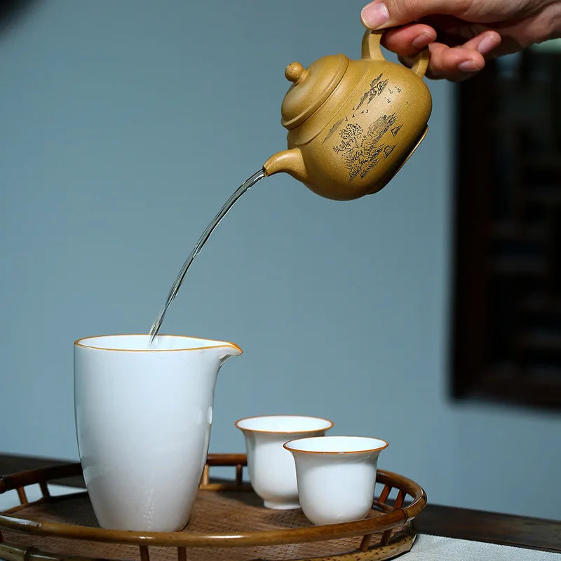 Duanna Sifang Pan Zisha Kettle, Yixing Handmade Pot, Kung-Fu Teaware, Purple Clay, Drinkware for Puer, Green, Black, Chinese