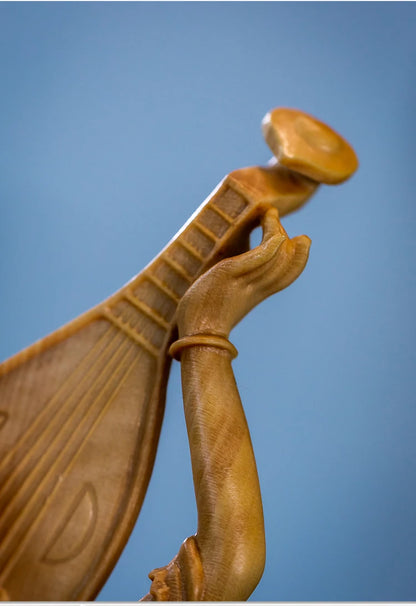 Dunhuang Fairy Playing The Pipa Wood Carving Solid Wood Sculpture Feng Shui Crafts Beauty Home Decoration