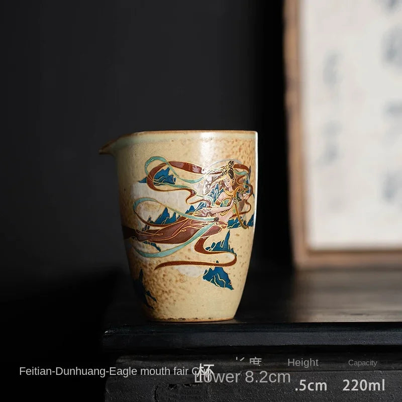 Dunhuang Pitcher Household Tea Cup Tea Pot Porcelain Kung Fu Tea Set Mogao Grottoes Kweichow Moutai Tea Pitcher Gong Dao Bei