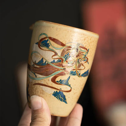 Dunhuang Pitcher Household Tea Cup Tea Pot Porcelain Kung Fu Tea Set Mogao Grottoes Kweichow Moutai Tea Pitcher Gong Dao Bei