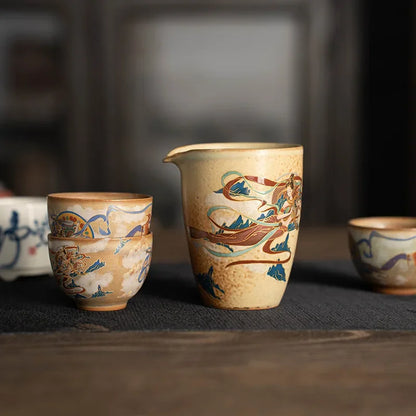 Dunhuang Pitcher Household Tea Cup Tea Pot Porcelain Kung Fu Tea Set Mogao Grottoes Kweichow Moutai Tea Pitcher Gong Dao Bei