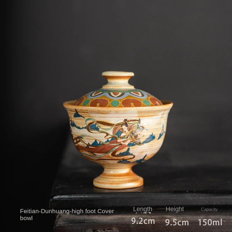 Dunhuang Tureen Single Cup Household Kweichow Moutai Cultural and Creative Kung Fu Tea Set High-End Tea Brewing Bowl Gaiwan