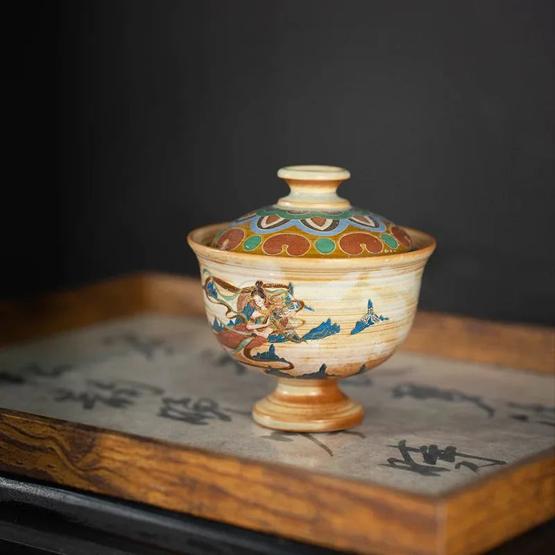 Dunhuang Tureen Single Cup Household Kweichow Moutai Cultural and Creative Kung Fu Tea Set High-End Tea Brewing Bowl Gaiwan
