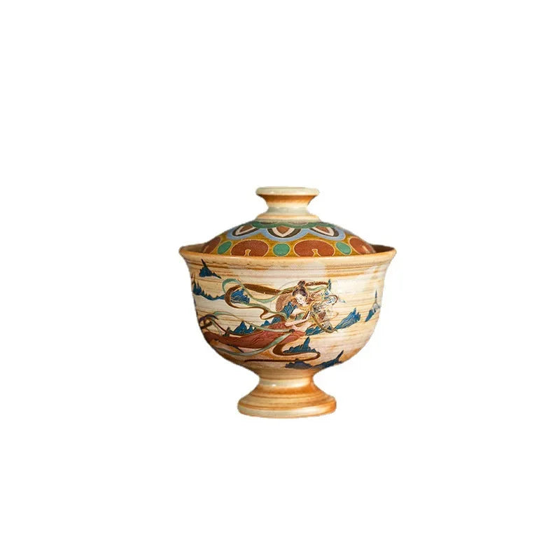 Dunhuang Tureen Single Cup Household Kweichow Moutai Cultural and Creative Kung Fu Tea Set High-End Tea Brewing Bowl Gaiwan