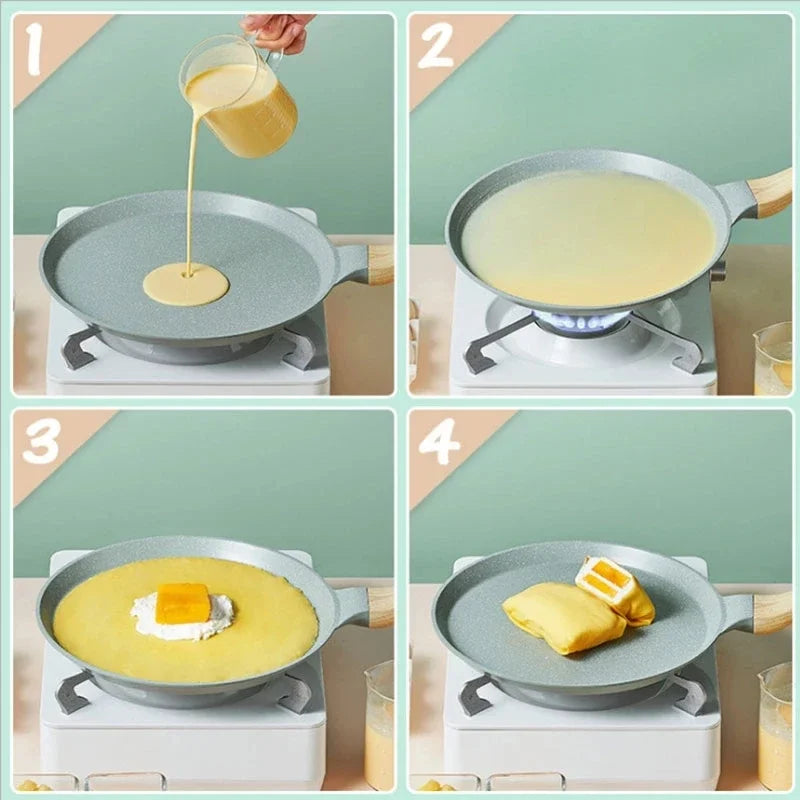 Durable Nonstick  Grill Frying Pan Griddles Frying Pot Egg Pancake Pan for Kitchen Dishes Omelette Induction Cooker Handle Pan