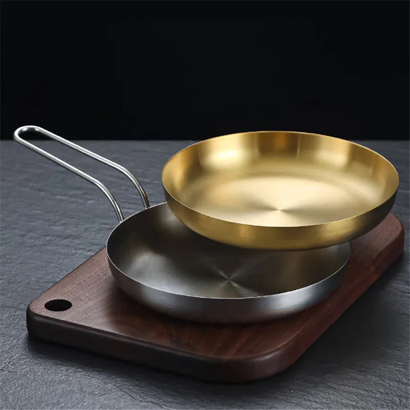 Durable Stainless Steel Golden Sliver Frying Pan Steak Skillet Roasting Cooking Pots Kitchenware Kitchen Cookware Accessories