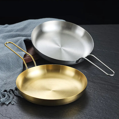 Durable Stainless Steel Golden Sliver Frying Pan Steak Skillet Roasting Cooking Pots Kitchenware Kitchen Cookware Accessories