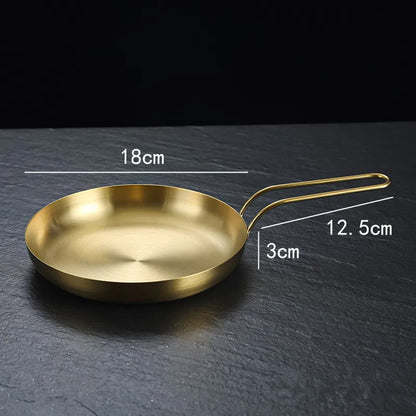 Durable Stainless Steel Golden Sliver Frying Pan Steak Skillet Roasting Cooking Pots Kitchenware Kitchen Cookware Accessories