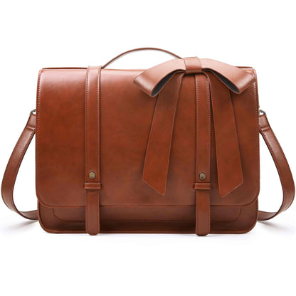 ECOSUSI Bags for Women Courier bags PU Leather 14'' Laptop Bag Satchel female Shoulder Bag for College Travel square bag