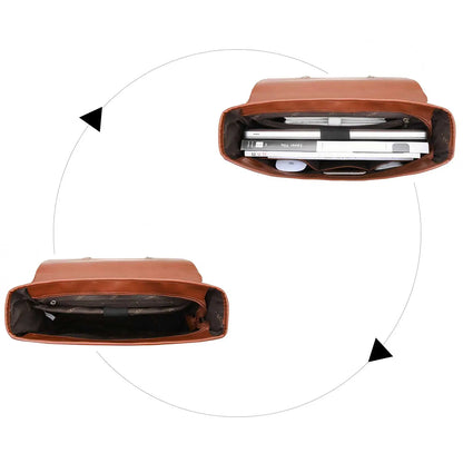 ECOSUSI Bags for Women Courier bags PU Leather 14'' Laptop Bag Satchel female Shoulder Bag for College Travel square bag