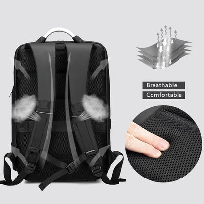 EURCOOL 15.6 Laptop Backpack Black Business Male Mochila USB Charging Functional Rucksack Waterproof Backpack