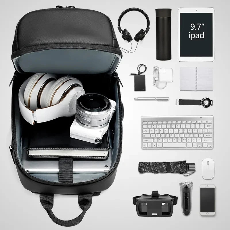 EURCOOL 2024  Crossbody Bag for 9.7 iPad Short Trip Chest Bag USB Charging Water Repellent Shoulder Messenger Bag Male