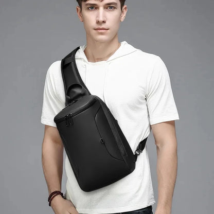 EURCOOL 2024  Crossbody Bag for 9.7 iPad Short Trip Chest Bag USB Charging Water Repellent Shoulder Messenger Bag Male