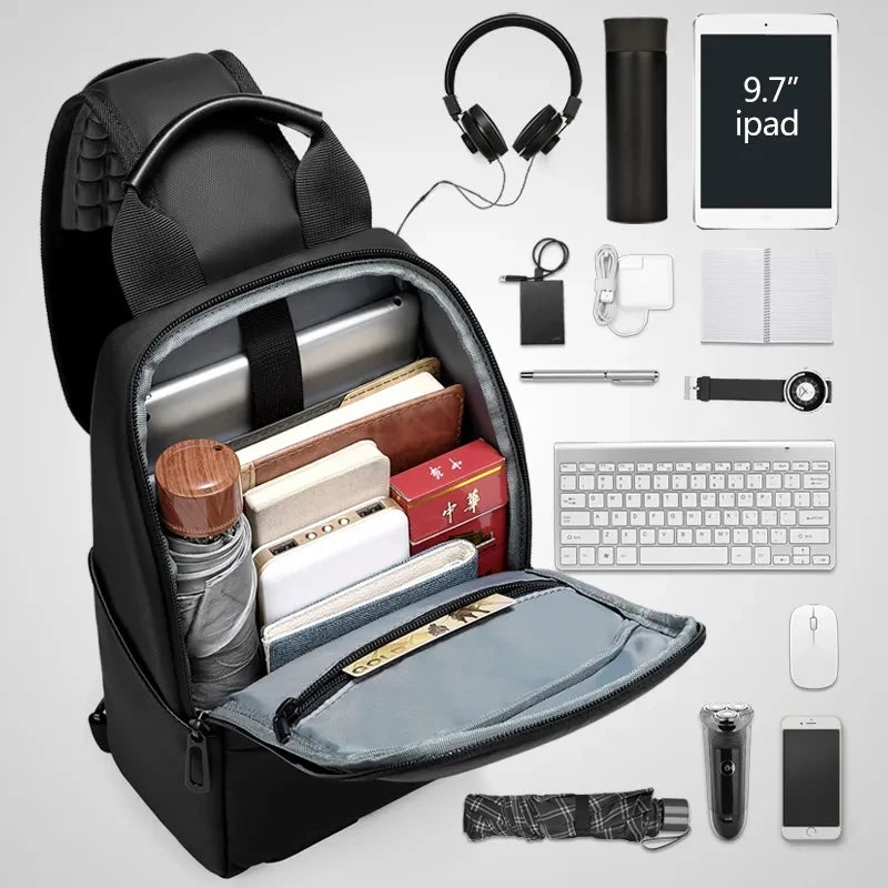 EURCOOL 9.7 IPad Chest Messenger Bag for Men  Pocket Crossbody Water Proof Pack Messenger Bags