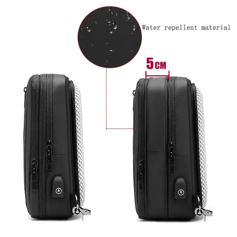 EURCOOL Crossbody Bag Men USB Charging Chest Pack Travel Water Repellent Hand Casual Shoulder Bag