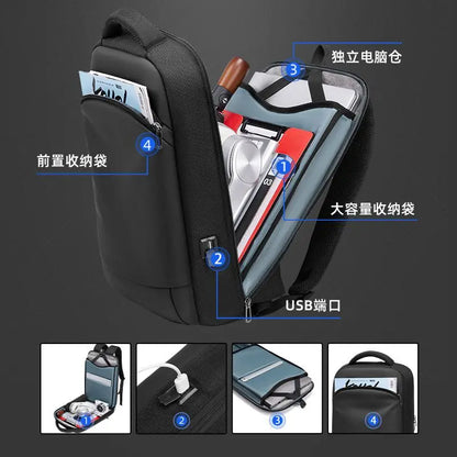 EURCOOL Men Business Waterproof 15.6 Laptop Backpack Fashion Male Classic Fashion Travel Moto&Biker Light Notebook Shoulder Bag