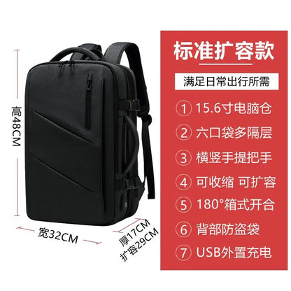 EURCOOL Mens Business Backpack Large Capacity Male Expandable Bags Waterproof 15.6inch Laptop Backpacks