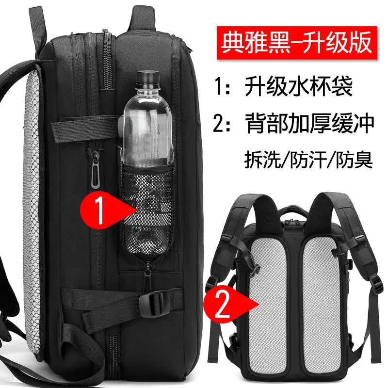 EURCOOL Mens Business Backpack Large Capacity Male Expandable Bags Waterproof 15.6inch Laptop Backpacks