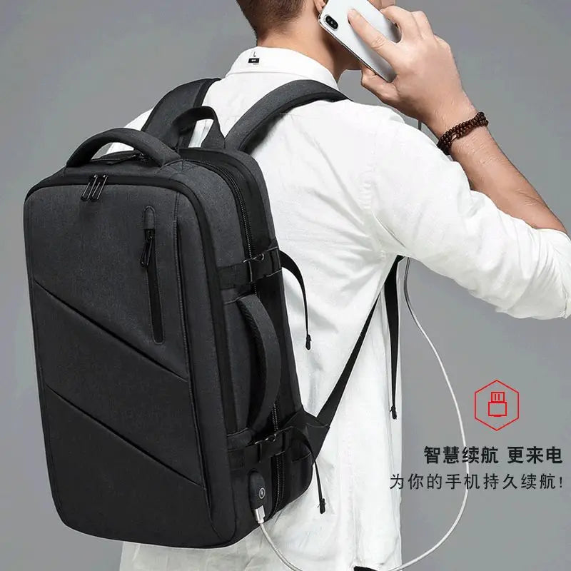 EURCOOL Mens Business Backpack Large Capacity Male Expandable Bags Waterproof 15.6inch Laptop Backpacks