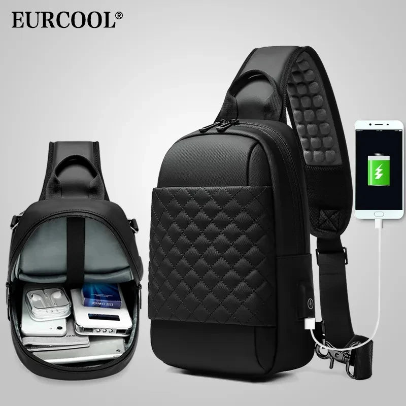 EURCOOL Messenger Bag for Men Black Crossbody Bags men for 7 9 iPad Waterproof Shoulder Bag