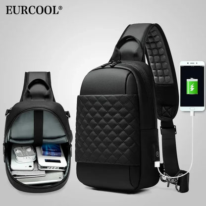 EURCOOL Messenger Bag for Men Black Crossbody Bags men for 7 9 iPad Waterproof Shoulder Bag