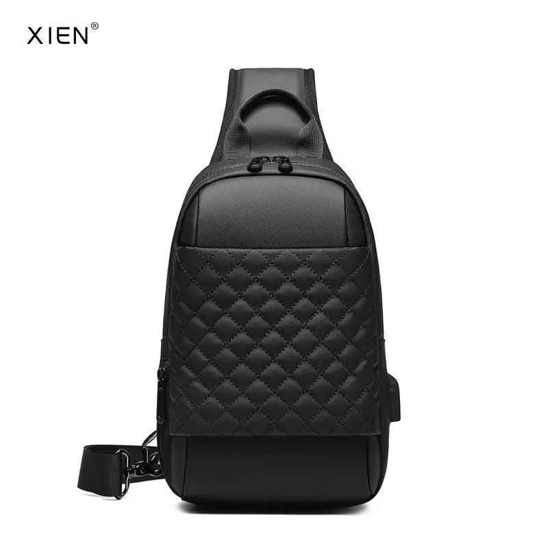 EURCOOL Messenger Bag for Men Black Crossbody Bags men for 7.9 iPad Waterproof Shoulder Bag USB Charging Chest Pack