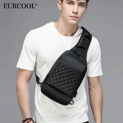 EURCOOL Messenger Bag for Men Black Crossbody Bags men for 7 9 iPad Waterproof Shoulder Bag