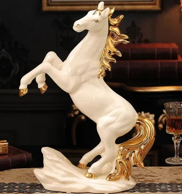 EUROPEAN CERAMIC HORSE ART SCULPTURE ABSTRACT HORSE FIGURINE RESIN ART&CRAFT HOME DECORATION LUCKY ANIMAL OPENING