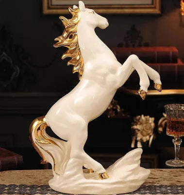 EUROPEAN CERAMIC HORSE ART SCULPTURE ABSTRACT HORSE FIGURINE RESIN ART&CRAFT HOME DECORATION LUCKY ANIMAL OPENING