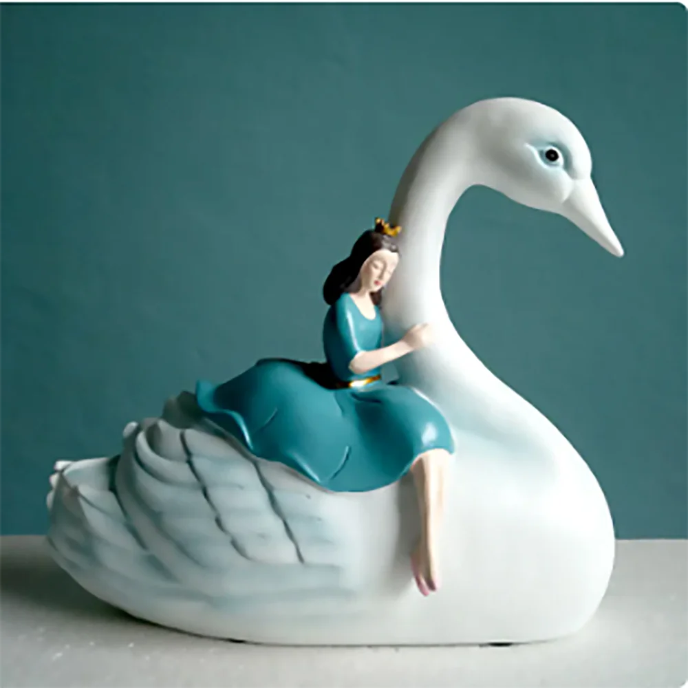 EUROPEAN RESIN SWAN PRINCESS PANDA BABY ORNAMENTS LIVINGROOM BEDROOM HOME ACCESSORIES CRAFTS HOTEL OFFICE FURNISHINGS DECORATION