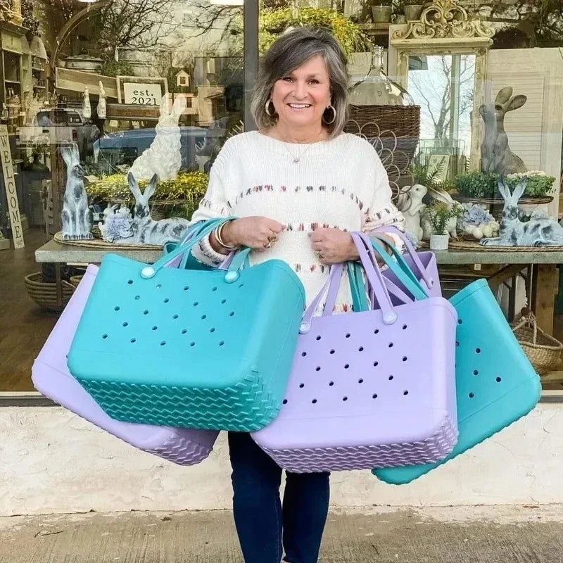 EVA Beach Tote Bag Waterproof Large Capacity Handbag Women Trendy Shoulder Bags Shopping Bogg Bag Travel Picnic Storage Basket