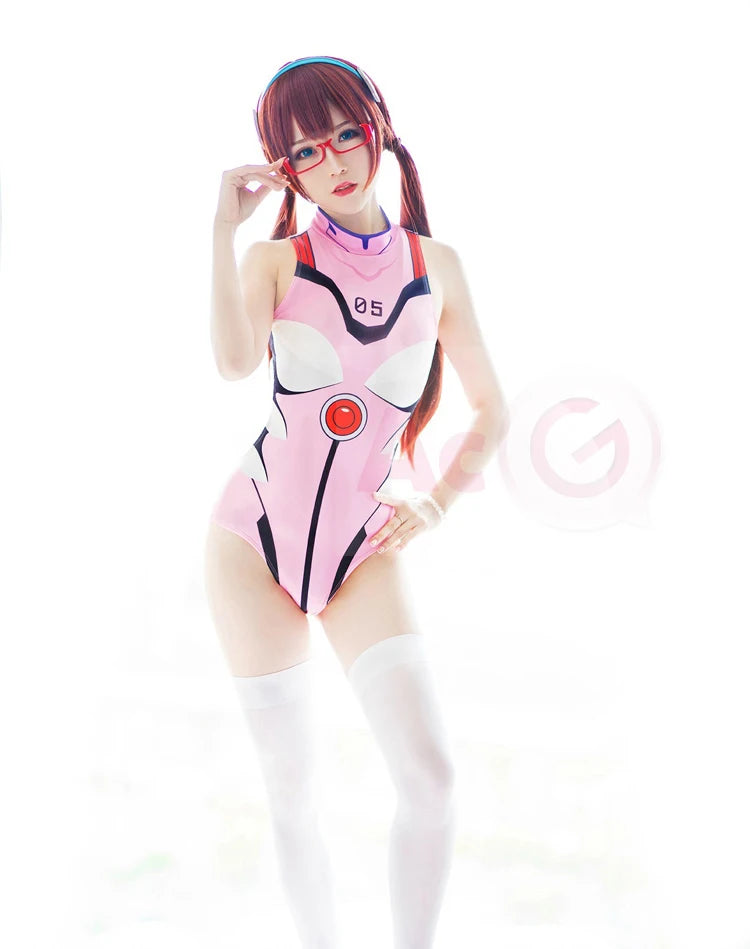 EVA Swimwear Backless Swimsuit SUKUMIZU Asuka/AYANAMI/Makinami Swimming Suit Cosplay Costumes