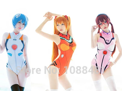 EVA Swimwear Backless Swimsuit SUKUMIZU Asuka/AYANAMI/Makinami Swimming Suit Cosplay Costumes