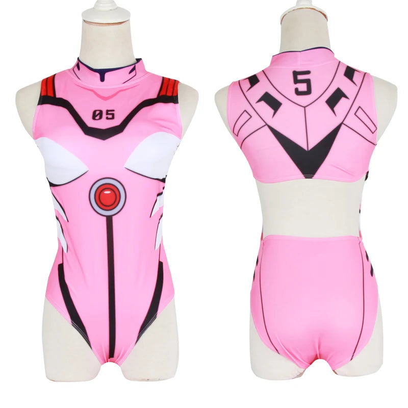 EVA Swimwear Backless Swimsuit SUKUMIZU Asuka/AYANAMI/Makinami Swimming Suit Cosplay Costumes