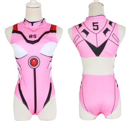 EVA Swimwear Backless Swimsuit SUKUMIZU Asuka/AYANAMI/Makinami Swimming Suit Cosplay Costumes
