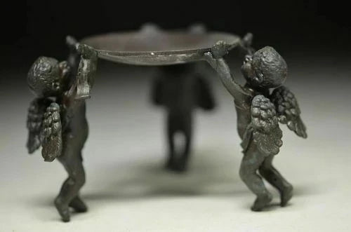 EXQUISITE LOVELY CHINESE OLD HAND CARVING PURE COPPER ANGEL CANDLESTICK