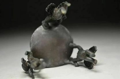 EXQUISITE LOVELY CHINESE OLD HAND CARVING PURE COPPER ANGEL CANDLESTICK