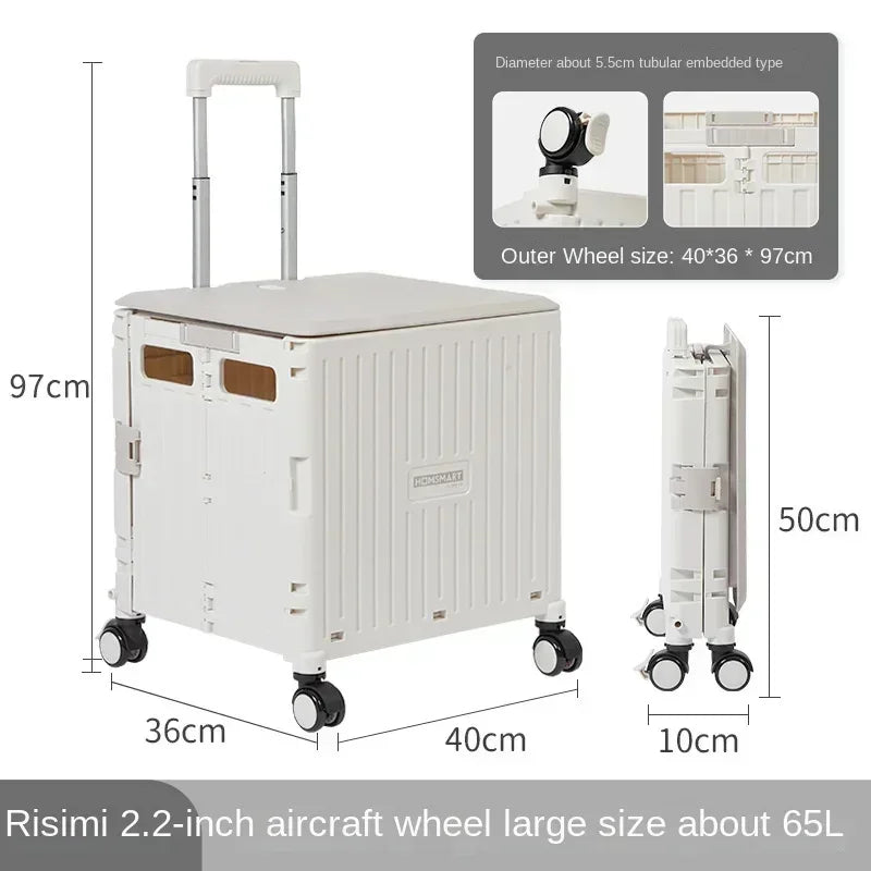 Eason Pull Rod Folding Shopping Cart Korea Household Adjustable Trailer Multi-function Universal Wheel Travel Storage Trolley