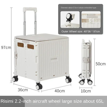 Eason Pull Rod Folding Shopping Cart Korea Household Adjustable Trailer Multi-function Universal Wheel Travel Storage Trolley