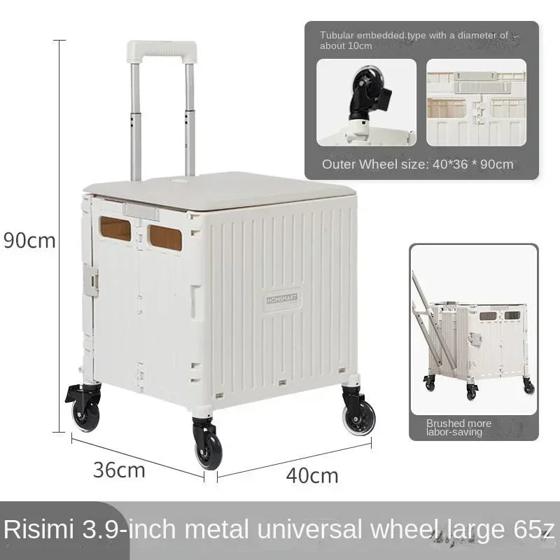 Eason Pull Rod Folding Shopping Cart Korea Household Adjustable Trailer Multi-function Universal Wheel Travel Storage Trolley