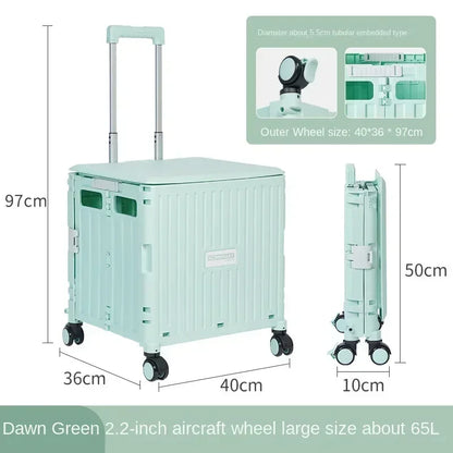 Eason Pull Rod Folding Shopping Cart Korea Household Adjustable Trailer Multi-function Universal Wheel Travel Storage Trolley